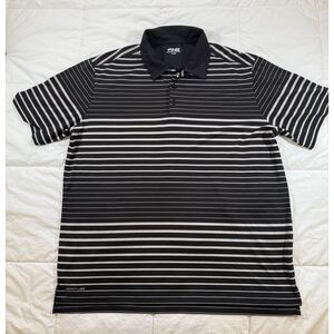Ping SensorCool Mens XL Polo Shirt Black Gray Striped Golf Performance